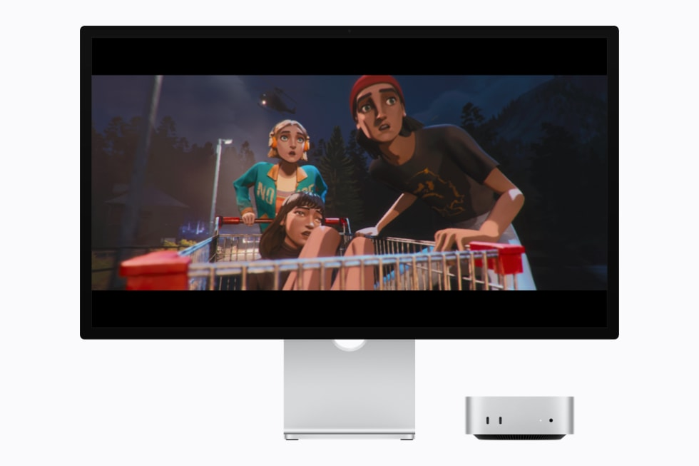 Mac mini com conteúdo em vídeo